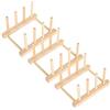 LetCart Supporto Per Piatti in Legno - 3 Set di Utensili da Cucina Ciotola Scolapiatti Scolapiatti Scaffale in Legno Supporto Per Coperchi Organizzatore Per Contenitori Stoviglie Tazze CD Libro