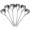 BESTonZON Set 6 Cucchiaini Caffè a Forma di Cuore in Acciaio Inox, Cucchiai Particolari per Confettata e Torta, Accessori Dolci per Colazione e San (Argento)