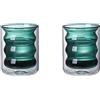 MISNODE 2 tazze di vetro da espresso, tazza da caffè in vetro a doppia parete, 226,8 g, vetro trasparente isolato per whisky, cocktail, tazza da latte, succo di frutta, verde