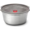 BLACK + BLUM Contenitore multifunzione, in acciaio inox, 950 ml, rotondo, adatto al forno, al microonde, al congelatore e alla lavastoviglie, sigillatura sottovuoto e valvola a vapore nel coperchio,
