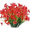 JEMONG 12 fasci di fiori artificiali per esterni, resistenti ai raggi UV, non sbiadiscono, piante finte, decorazione per giardino, portico e finestra (rosso scuro)