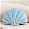 XIAIJIA Cuscino decorativo a forma di conchiglia, con inserto 3D, cuscino da spiaggia, in morbido velluto, decorazione per divano e letto (blu, 35 x 28 cm)