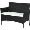 Divano da Giardino a 2 Posti con Cuscino e Braccioli 100x54x80cm in Rattan PE e Acciaio Nero