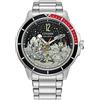 Citizen Eco-Drive Orologio da uomo Mickey Astronaut in acciaio inox, lunetta rossa e nera, (modello: AW1709-54W)