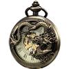 Treeweto Orologio da tasca meccanico da uomo e donna con scheletro antico 3D Dragon Case con catena regalo