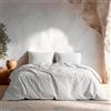 Gamusi Set di lenzuola con copripiumino in cotone 100% GAMUSI, 180x220 cm - Set di biancheria da letto morbido e traspirante, 144 TC - Chiusura con bottoni. Include 2 federe. Grigio chiaro
