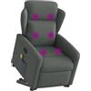 vidaXL Poltrona Alzapersona Massaggi Reclinabile Grigio Scuro Tessuto