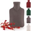 Blumtal Borsa Acqua Calda Peluche con Fodera in Velluto Morbidissimo - Boule Acqua Calda per Ridurre i Dolori - in Gomma Naturale - 1,5 Litri - Rosso