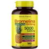 J.ARMOR Bromelina Forte Drenante 5000 Gdu 180 Cpr 1000mg Alto Dosaggio Integratore Drenante Forte Gambe Bromelina Strong Favorisce Microcircolo e Digestione Sgonfia Pancia e Addome Donna Vegan, Senza Glutine