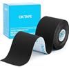 OK TAPE Kinesiologico tape 5cm x 5m, Nastro Atletico Terapeutico Elastico Resistente, Senza Latex, Antidolore, Recupero Lesioni, per il ginocchio, articolazioni, supporto muscolare(1 Rotoli, Nero)