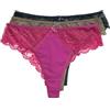 Ulla Popken Perizomi in Confezione da Tre con Pizzo Viola Bacca 54+ 848522827-54+