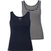 Ulla Popken Canotta da Donna, Taglie Forti, Taglie Forti, Taglie Forti, Confezione da 2, Girocollo, Senza Maniche, Cotone Biologico, Blu Marino, 52/54 IT