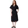 Amazon Essentials Abito Chemisier con Bottoni e Cintura, a Maniche Corte, Vestibilità Comoda Donna, Nero, L
