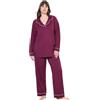 Ulla Popken Pyjama, Zweiteiler, Zierpaspeln, V-Ausschnitt, Langarm Pigiama, Bacca Scura, 42-44 Donna