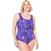Ulla Popken Costume da Bagno da Donna, Taglie Forti, Taglie Forti, Meduse, Senza Coppe morbide, Arricciatura, Lilla, 64