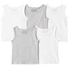 Amazon Essentials Canottiera Intima in Jersey di Cotone Bambini e ragazzi, Pacco da 5, Grigio Chiaro Erica / Bianco, 8-9 anni