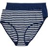 Ulla Popken 847041 - Slip da Donna, Taglie Forti, Taglie Forti, Confezione da 2, in Cotone Biologico, a Righe, Tinta Unita, Verde Oliva, 58-60