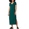 Amazon Essentials Abito Midi a Maniche Corte con Scollo a V in Jersey Donna, Verde Scuro, XS