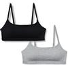 Amazon Essentials Bralette con Scollo Rotondo in Jersey di Cotone Donna, Confezione da 2, Bianco/Nero, S