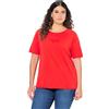 Ulla Popken Magliette da Donna, a Righe, Girocollo, Mezza Manica, Neon Rosso, 60/62 IT