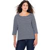 Ulla Popken Maglietta a Maniche Corte, da Donna, Taglie Forti, Taglia Grande, Classica, Scollo Rotondo, Maniche a 3/4 837114, Blu Marino, 64 IT/66 IT