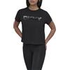 DKNY Ombre Sequin Logo Cropped Short Sleeve Tee T-Shirt, Nero e Canna di Fucile, XXS Donna