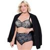 Ulla Popken Brief, Maxi Lettera, Lace, Nero, 54-56 Große Größen Donna