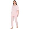 Ulla Popken - Pigiama da Donna, Taglie Forti, Taglie Forti, con Bordi in Pizzo, Girocollo, Mezza Manica