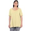 Ulla Popken Maglietta da Donna con Pieghe Decorative, Linea ad A, Girocollo, Mezza Manica, Giallo canarino, 50-52