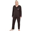 Ulla Popken Pyjama, Satin Pocket Pigiama, Nero, 58-60 Donna