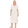 Ulla Popken Camicia da Notte da Donna, con Scollo a V, Mezza Manica, Modal Nightgown, Rosa, 50, Rosa, 56