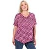 Ulla Popken Maglietta a Mezza Manica con Scollo a V, con Cuori, con Orlo a Punta, Nero, 60/62 IT