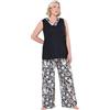 Ulla Popken Pyjama, Pigiama Palmes Spring, Nero, 46-48 Donna