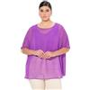 Ulla Popken Chiffonbluse, Oversized, Rundhals, Halbarm Camicette, Lilla, 56/62 IT Donna