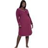 Ulla Popken Nachthemd, Zierpaspel, Reverskragen, Langarm Camicie da Notte, Bacca Scura, 54-56 Donna
