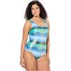 Ulla Popken - Costume da Bagno da Donna Taglie Forti, Taglie Forti, con Coppe morbide con Strisce sfumate, Morbida Fodera Anteriore, Fascia di Supporto sotto Il Seno, Scollo Profondo sulla Schiena.