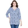 Ulla Popken Maglietta da Donna con Scollo Speciale, A-Line, Azzurro, 52/54 IT