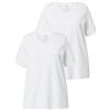 Ulla Popken Maglietta da Donna Taglie Forti, Taglie Forti, Taglie Forti, Tinta Unita, Confezione da 2, Bianco, 48/50