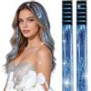 jooceebaby Tinsel Extension Capelli con Clip 55 cm, 35 Colori Laser-Blu di lago Extension Capelli Paillettes Glitter, Accessori Capelli Brillanti per Festa Festival Concerto Halloween Natale