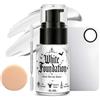 Miioto Fondotinta Bianco Gotico, White Foundation con Tavolozza per Miscelazione e Spatola, Impermeabile, Adatto per Look di Carnevale, Teatrali, Festival, Gotici, da Vampiro e da Clown, 40 Ml