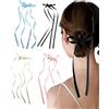 KGDUYC 8pcs Fermagli per Capelli, Mini Clip per Capelli, Fiocco Capelli con Coda Lunga, 4 Colori Nastri Lunghi Fiocchi Capelli per Donne e Ragazze Compleanni, Feste, Matrimoni
