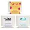 Wild Confezione assortita con ricariche per il deodorante naturale Wild 0% alluminio, con Honey & Cactus Flower, Vanilla Bean & Buttercream e Fresh Cotton & Sea Salt - 24h di protezione dagli odori