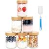 AiQInu 6 Pezzi Barattoli Vetro con Coperchio 16oz/480ml, Vasetti per Yogurt, Ermetici, Lavabile in Lavastoviglie, Vasetti per Marmellata, per Avena Durante la Notte, Insalata,Frutta,Spezie