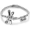 UNO DE 50 Bracciale ELASTICA CON LIBELULA DE ALEACIÓN DE METALES BAÑADO EN argento DE LEY CIERRE CON CUERO- Min. Perímetro