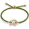 UNO DE 50 Bracciale DE HILO EFECTO SEDA VERDE OSCURO CON PERLA SHELL FORNITURA BAÑADA EN oro 18K- Min. Perímetro: 14,5 Máx. Perímetro: 17,5