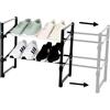 Amig - Scarpiera estensibile a 2 ripiani Tötem - 45,5~80 x 24 x 39,5 cm - Acciaio e plastica PP - Nero - Ideale per ingresso o camera da letto - Organizzatore per 12 paia di scarpe