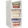 SONGMICS Organizer per Armadio Pieghevole, Set di 3 Organizzatori Cesti Impilabili Scorrevoli per Armadio, Cassetti in Plastica per Camera da Letto Ufficio Bagno, Bianco LPC310W101