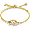 UNO DE 50 Bracciale DE HILO EFECTO SEDA AMARILLO CON PERLA SHELL FORNITURA BAÑADA EN oro 18K- Min. Perímetro: 14,5 Máx. Perímetro: 17,5