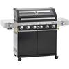 RÖSLE barbecue a gas, stazione BBQ VIDERO G6-S, in nero, 30 mbar, barbecue con 6 bruciatori in acciaio inox, extra: primezone e bruciatore laterale, tavolini laterali richiudibili, VARIO+