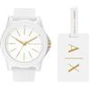 Armani Exchange Orologio Donna, movimento a tre lancette, cassa in nylon bianco da 40 mm con cinturino in silicone, AX7126, Set bianco